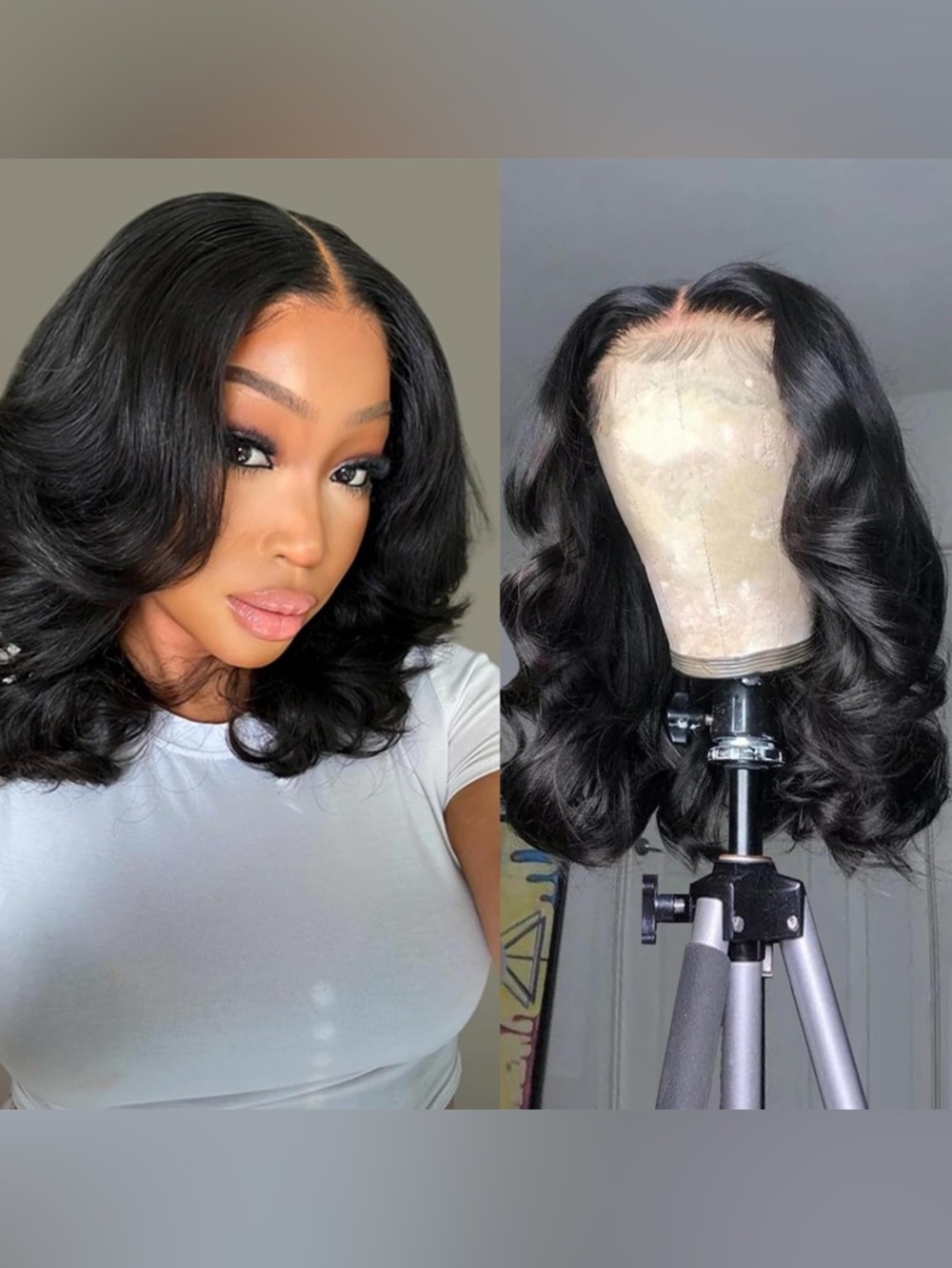 HUMAN HAIR 200 Density Bob Wig 13x6 Lace Front, Pre Plucked, Body Wave Glueless
